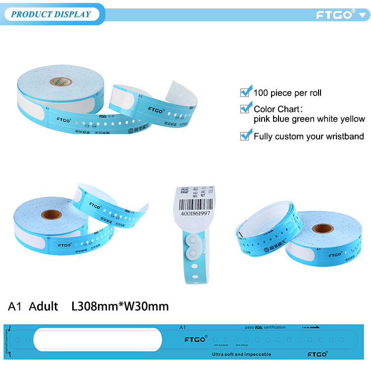 Direct thermal wristband Thermal printing wristband Hospital patient one time use medical